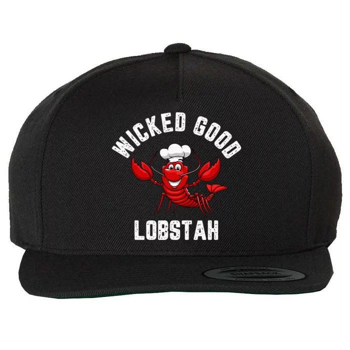 Funny Lobster Wicked Good Lobstah Maine New England Wool Snapback Cap