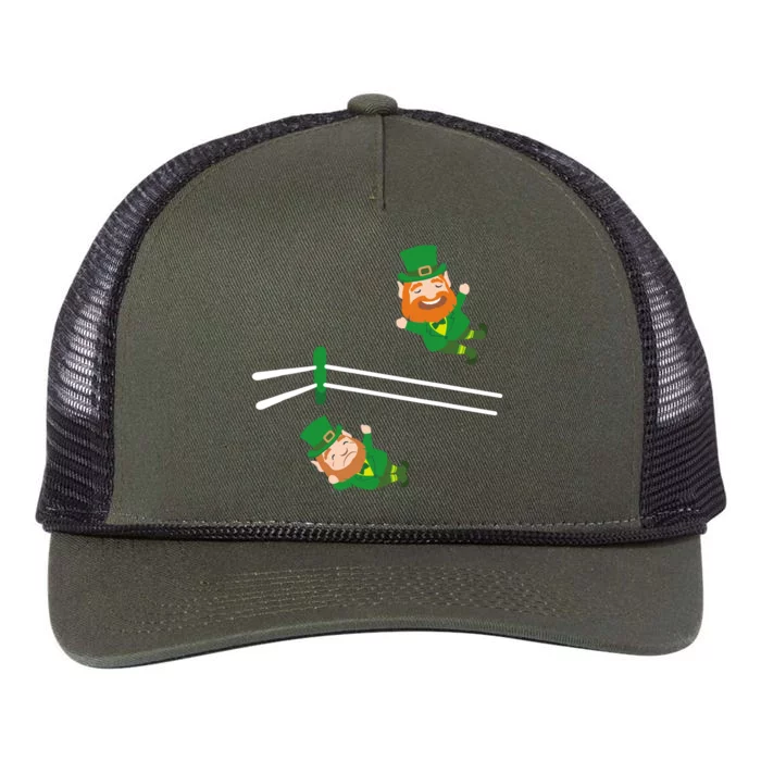 Funny Leprechaun Wrestling St Patricks Day Retro Rope Trucker Hat Cap