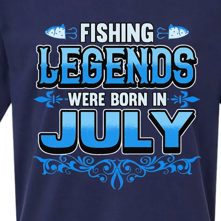 Fishing Legends Were Born In July Month Birthday Fisherman Sueded Cloud Jersey T-Shirt