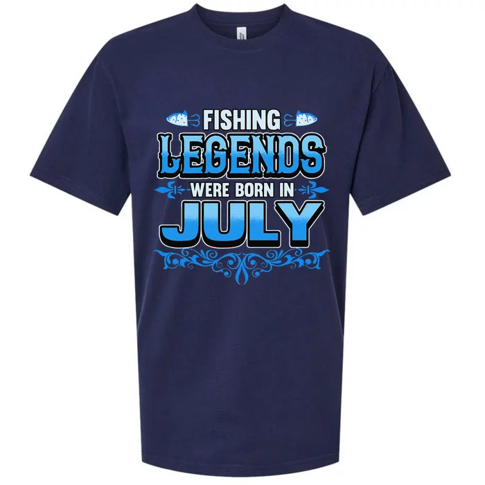 Fishing Legends Were Born In July Month Birthday Fisherman Sueded Cloud Jersey T-Shirt