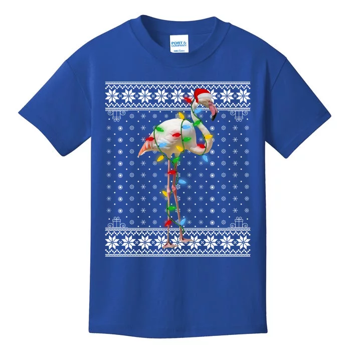 Flamingo Lights Xmas Ugly Sweater Santa Flamingo Christmas Meaningful Gift Kids T-Shirt