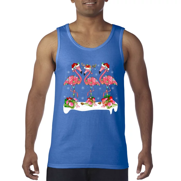 Flamingo Lover Xmas Lighting Santa Pink Flamingos Christmas Gift Tank Top