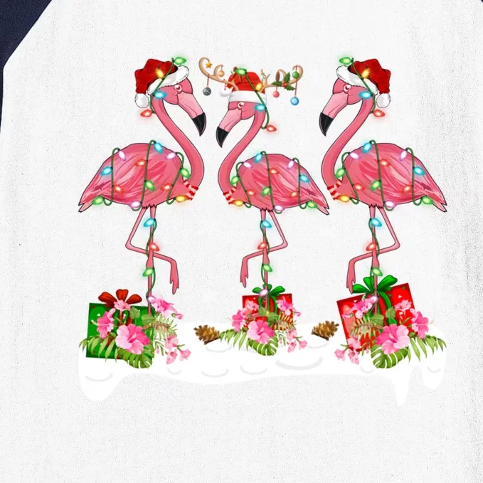 Flamingo Lover Xmas Lighting Santa Pink Flamingos Christmas Gift Baseball Sleeve Shirt