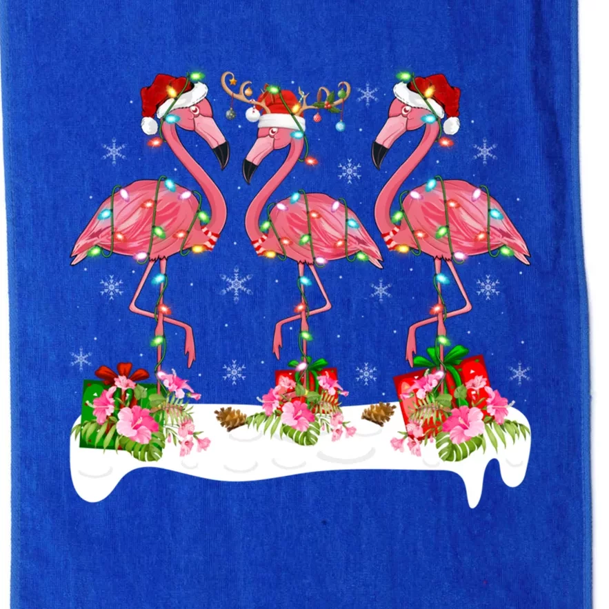 Flamingo Lover Xmas Lighting Santa Pink Flamingos Christmas Gift Platinum Collection Golf Towel