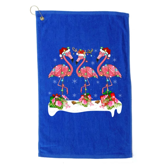 Flamingo Lover Xmas Lighting Santa Pink Flamingos Christmas Gift Platinum Collection Golf Towel