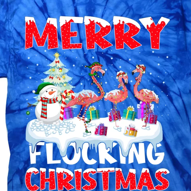 Flamingo Lover Xmas Gift Merry Flocking Christmas Flamingo Funny Gift Tie-Dye T-Shirt