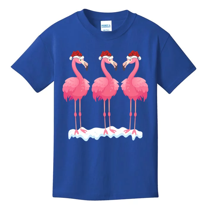 Flamingo Lover Xmas Lighting Santa Pink Flamingos Christmas Gift Kids T-Shirt