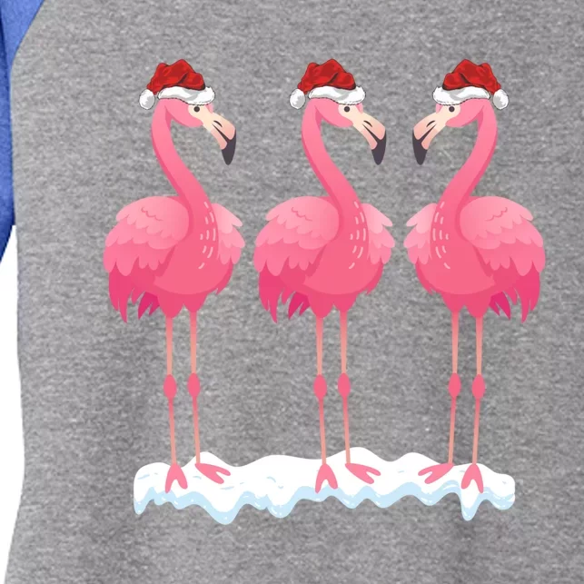 Flamingo Lover Xmas Lighting Santa Pink Flamingos Christmas Funny Gift Women's Tri-Blend 3/4-Sleeve Raglan Shirt