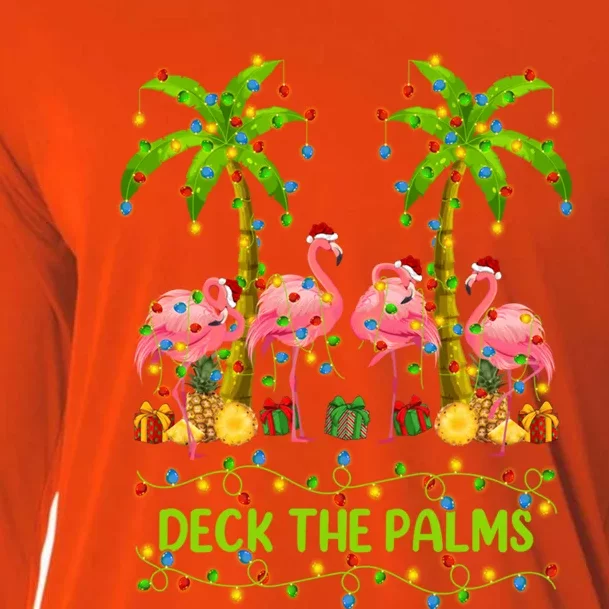 Flamingo Lover Xmas Lights Deck The Palms Flamingo Christmas Great Gift Cooling Performance Long Sleeve Crew