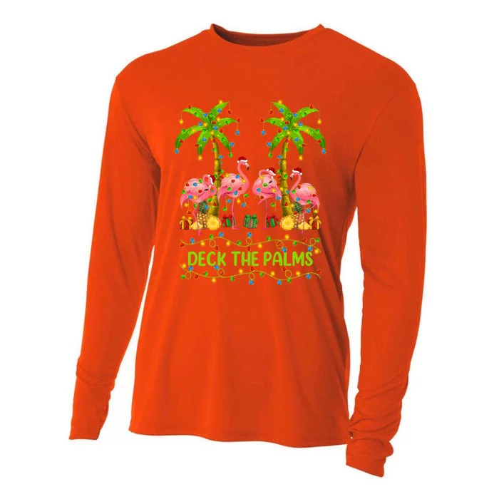 Flamingo Lover Xmas Lights Deck The Palms Flamingo Christmas Great Gift Cooling Performance Long Sleeve Crew