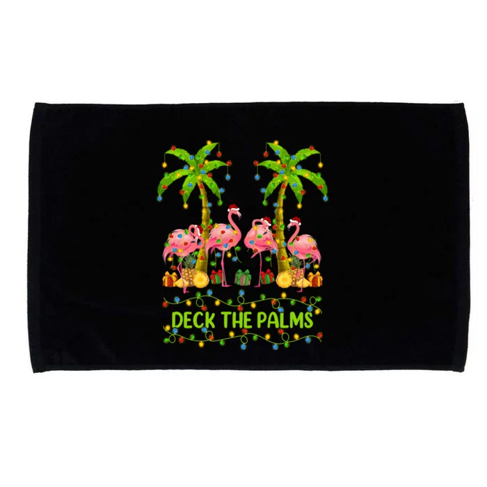 Flamingo Lover Xmas Lights Deck The Palms Flamingo Christmas Great Gift Microfiber Hand Towel