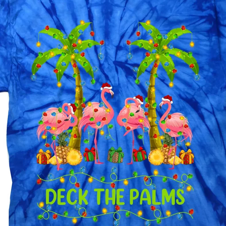 Flamingo Lover Xmas Lights Deck The Palms Flamingo Christmas Great Gift Tie-Dye T-Shirt