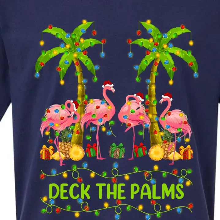 Flamingo Lover Xmas Lights Deck The Palms Flamingo Christmas Great Gift Sueded Cloud Jersey T-Shirt