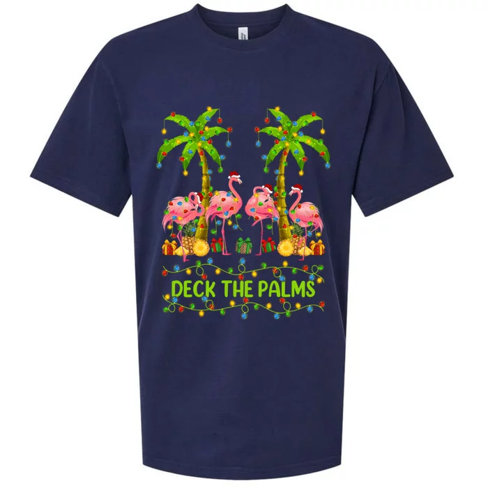 Flamingo Lover Xmas Lights Deck The Palms Flamingo Christmas Great Gift Sueded Cloud Jersey T-Shirt