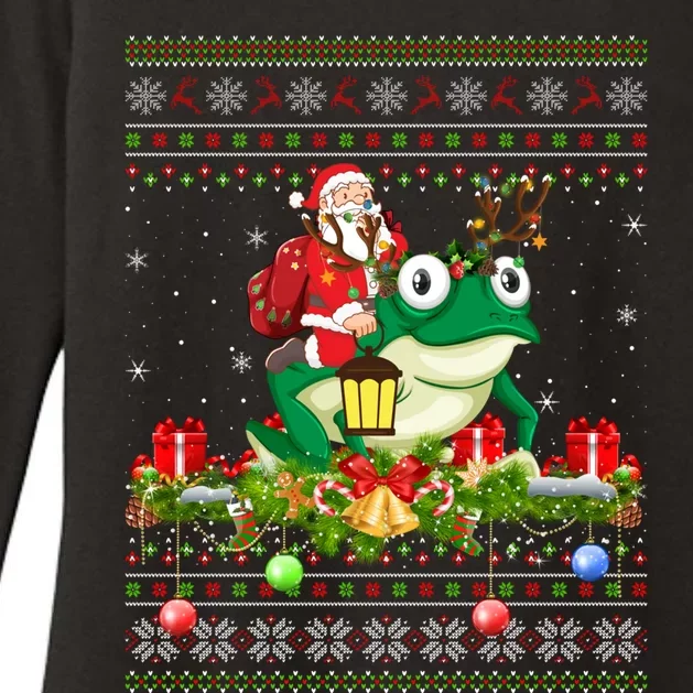 Frogs Lover Xmas Ugly Santa Riding Frog Christmas Great Gift Womens CVC Long Sleeve Shirt