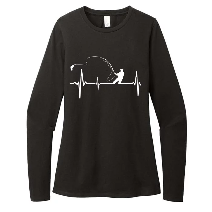 Fly Fishing Heartbeat Pulse Womens CVC Long Sleeve Shirt