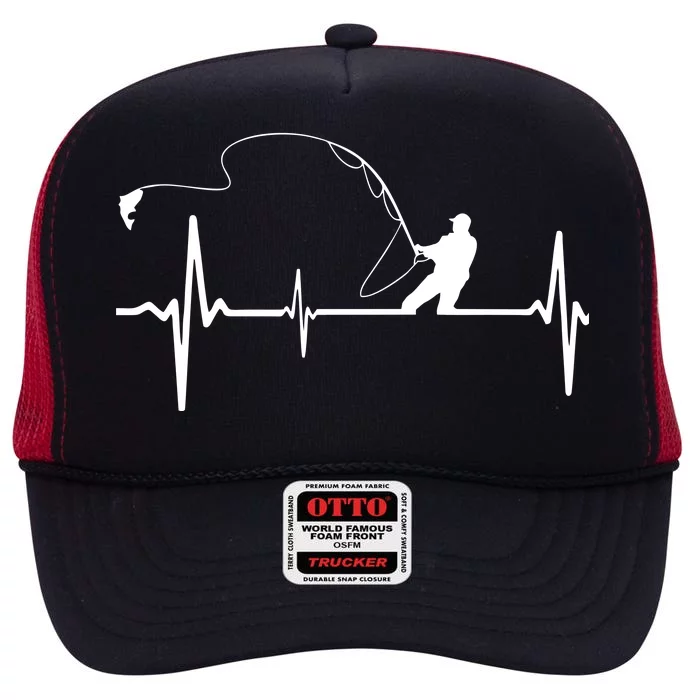 Fly Fishing Heartbeat Pulse High Crown Mesh Trucker Hat