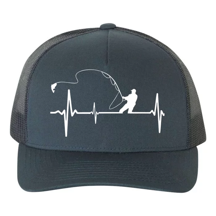 Fly Fishing Heartbeat Pulse Yupoong Adult 5-Panel Trucker Hat