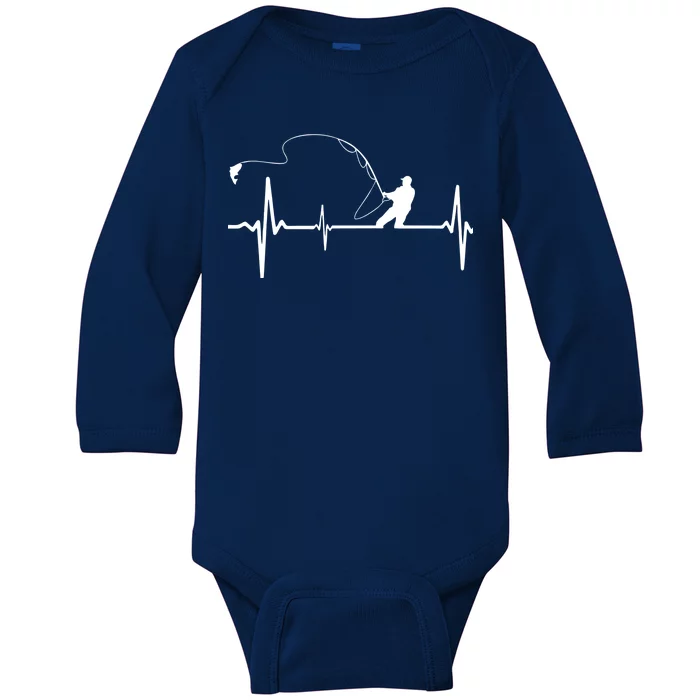 Fly Fishing Heartbeat Pulse Baby Long Sleeve Bodysuit