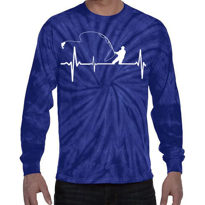 Fly Fishing Heartbeat Pulse Tie-Dye Long Sleeve Shirt