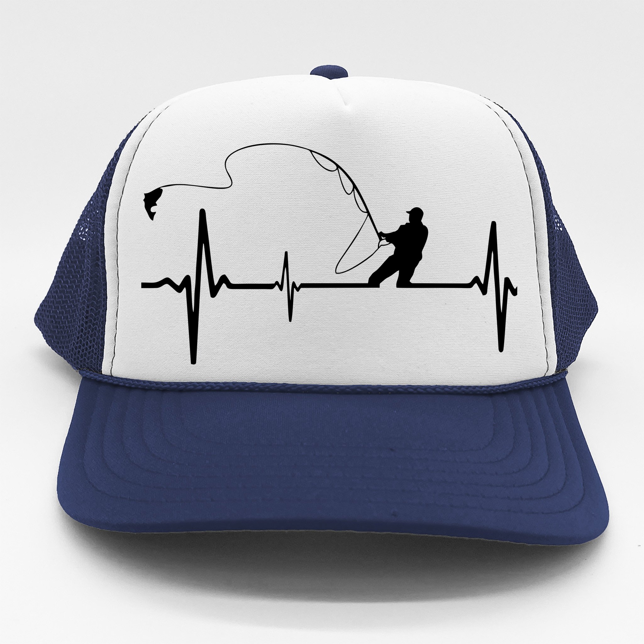 Fly Fishing Heartbeat Pulse Trucker Hat