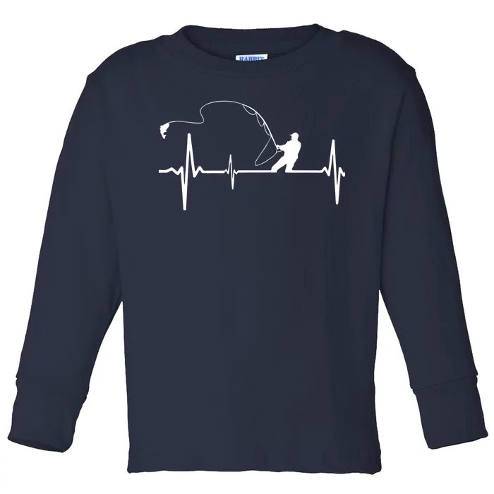 Fly Fishing Heartbeat Pulse Toddler Long Sleeve Shirt