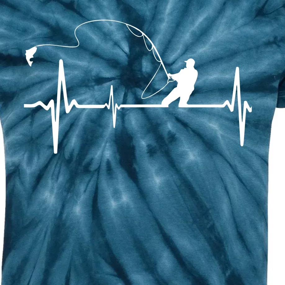 Fly Fishing Heartbeat Pulse Kids Tie-Dye T-Shirt