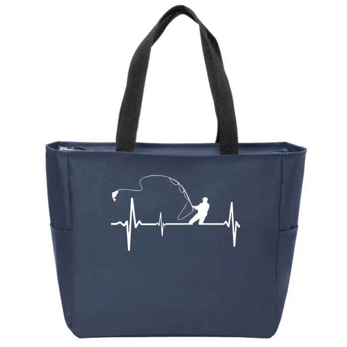 Fly Fishing Heartbeat Pulse Zip Tote Bag