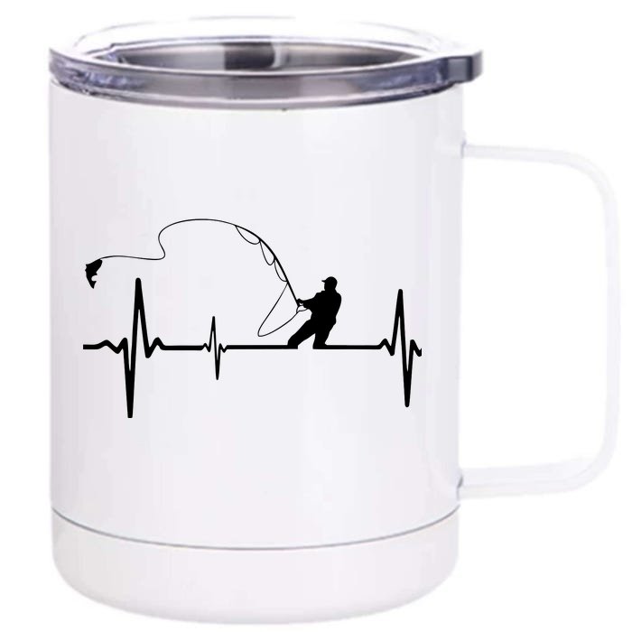 Fly Fishing Heartbeat Pulse Front & Back 12oz Stainless Steel Tumbler Cup