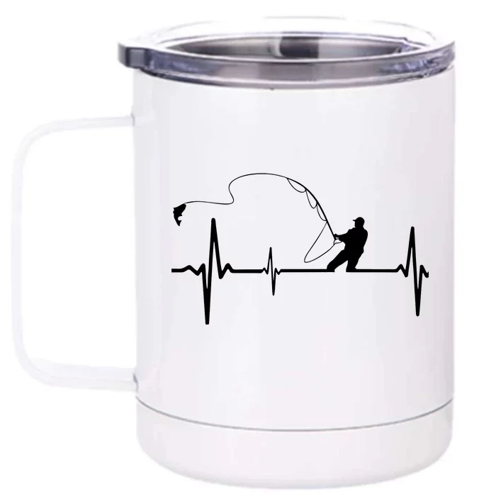 Fly Fishing Heartbeat Pulse Front & Back 12oz Stainless Steel Tumbler Cup