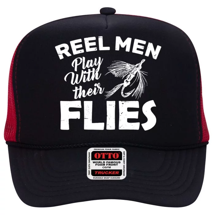 Fly Fishing Reel Men Play With Their Flies High Crown Mesh Trucker Hat