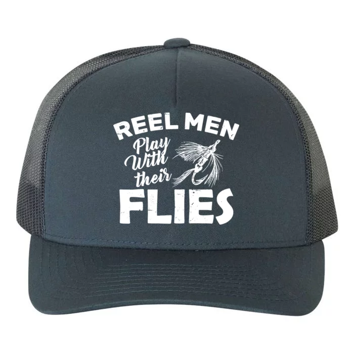 Fly Fishing Reel Men Play With Their Flies Yupoong Adult 5-Panel Trucker Hat