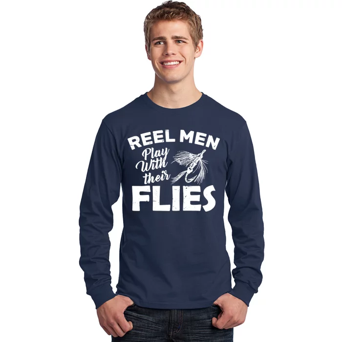 Fly Fishing Reel Men Play With Their Flies Long Sleeve Shirt