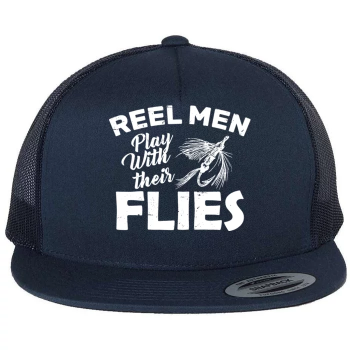 Fly Fishing Reel Men Play With Their Flies Flat Bill Trucker Hat