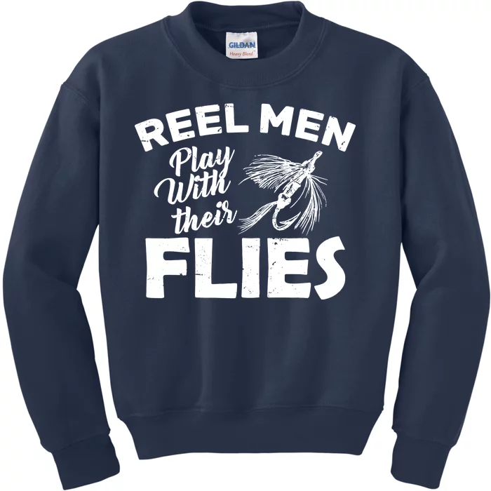 Fly Fishing Reel Men Play With Their Flies Kids Sweatshirt