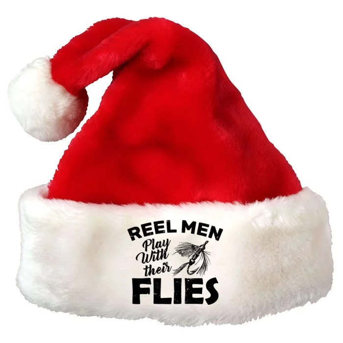 Fly Fishing Reel Men Play With Their Flies Premium Christmas Santa Hat