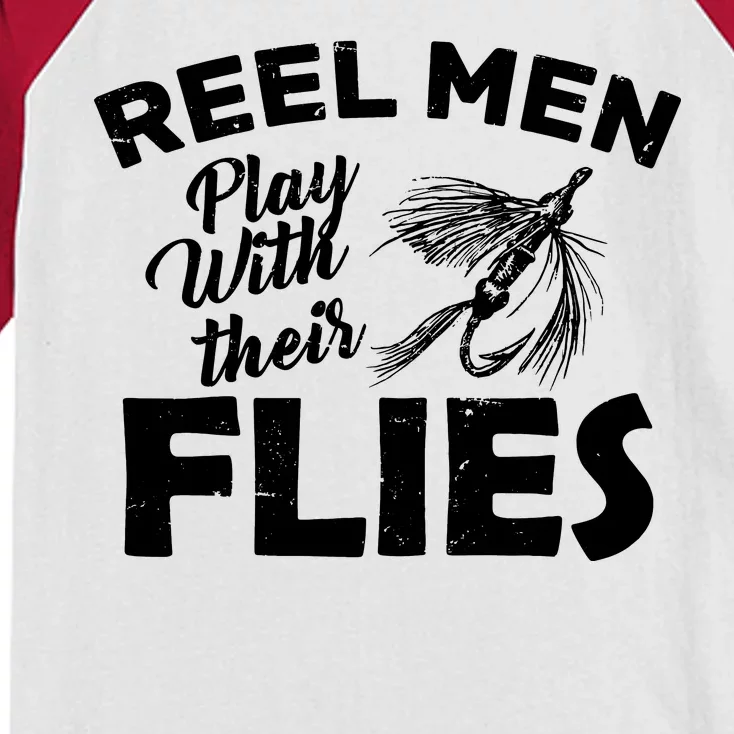 Fly Fishing Reel Men Play With Their Flies Kids Colorblock Raglan Jersey