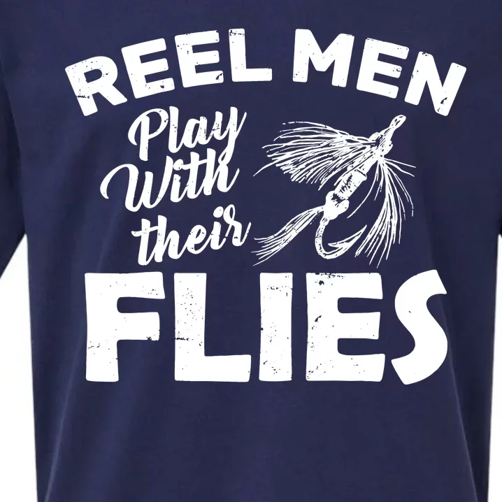 Fly Fishing Reel Men Play With Their Flies Sueded Cloud Jersey T-Shirt