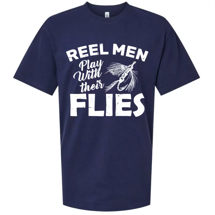 Fly Fishing Reel Men Play With Their Flies Sueded Cloud Jersey T-Shirt