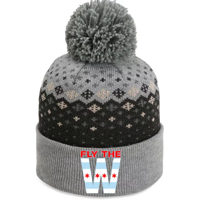 Fly The W Chicago Flag The Baniff Cuffed Pom Beanie