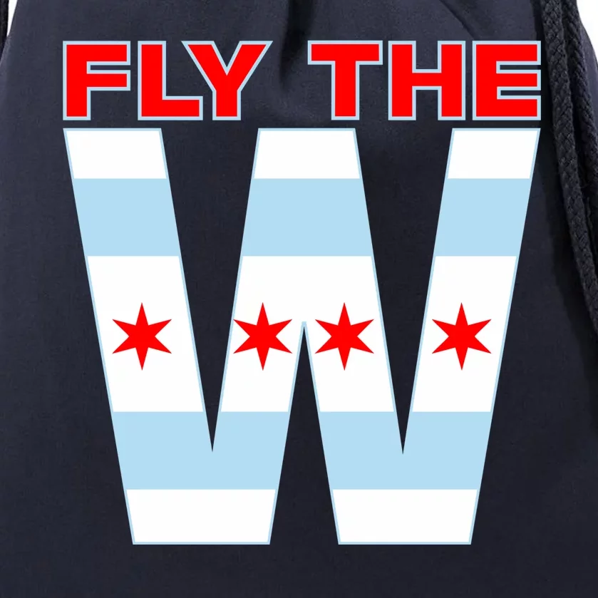 Fly The W Chicago Flag Drawstring Bag