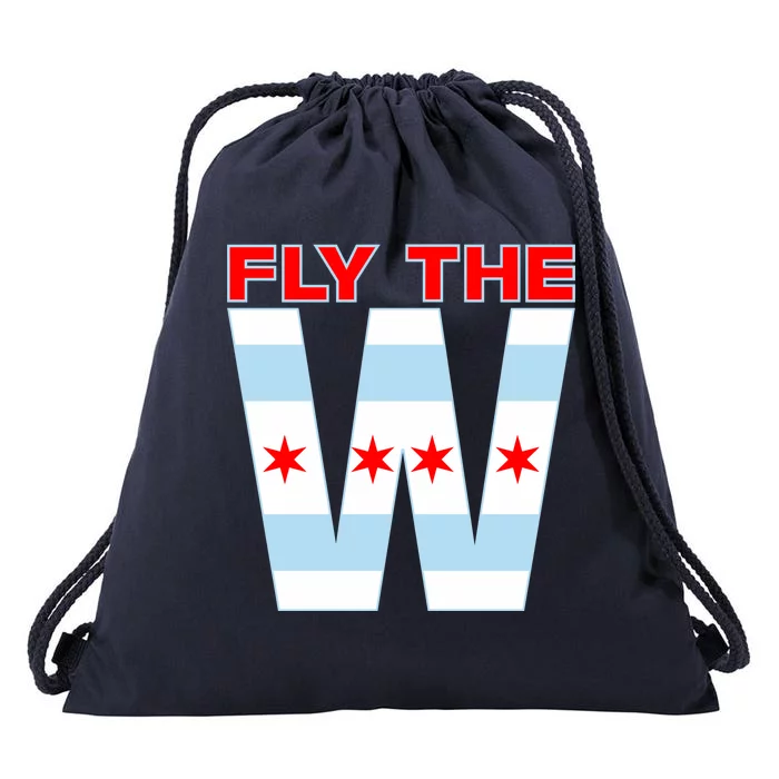 Fly The W Chicago Flag Drawstring Bag