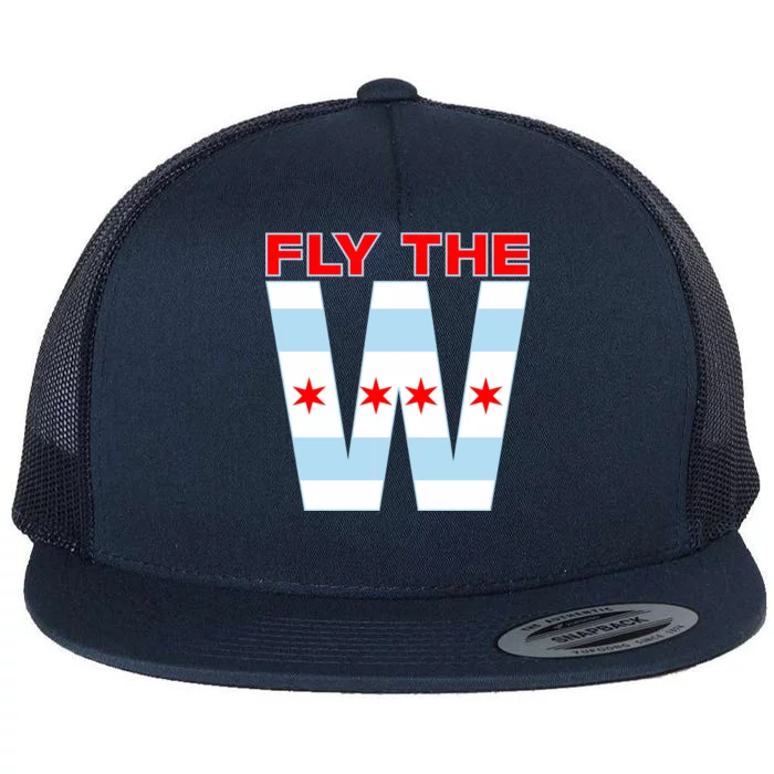 Fly The W Chicago Flag Flat Bill Trucker Hat