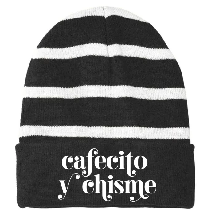 Frases LatinasCafecito Y Chisme Striped Beanie with Solid Band