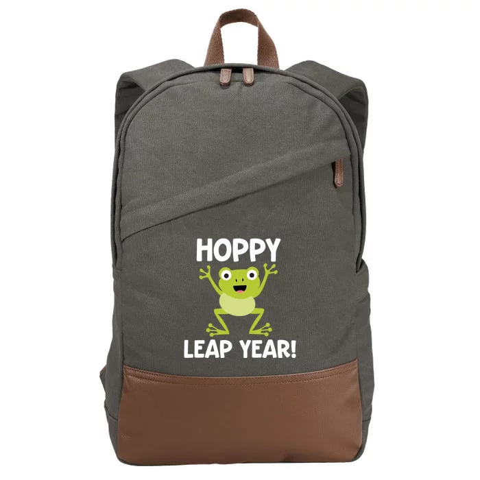 Funny Leap Year Teacher Gift Hoppy Pun February 29 Frog Cute Gift Cotton Canvas Backpack