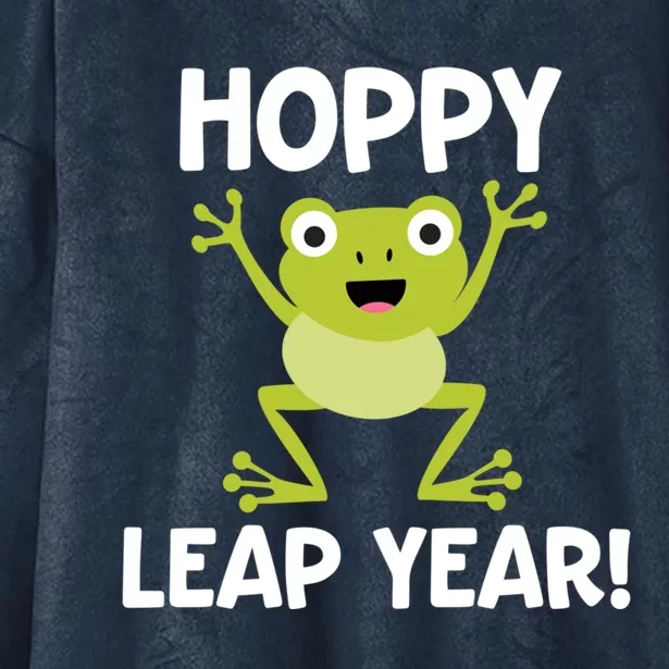 Funny Leap Year Teacher Gift Hoppy Pun February 29 Frog Cute Gift Hooded Wearable Blanket