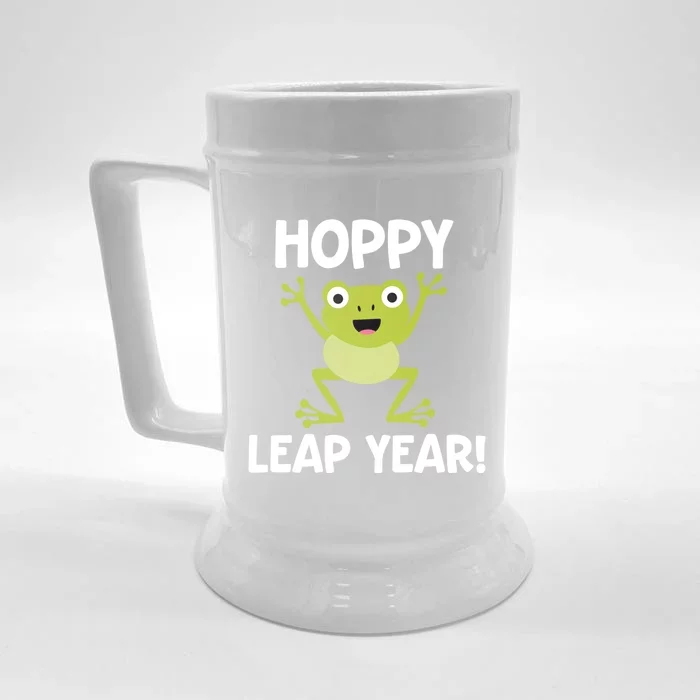 Funny Leap Year Teacher Gift Hoppy Pun February 29 Frog Cute Gift Front & Back Beer Stein