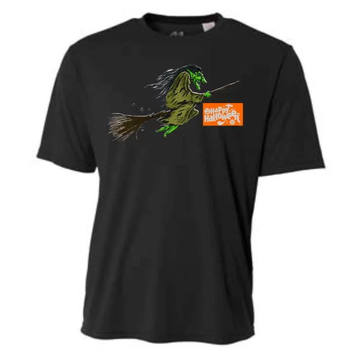 Flying Halloween Witch Cooling Performance Crew T-Shirt