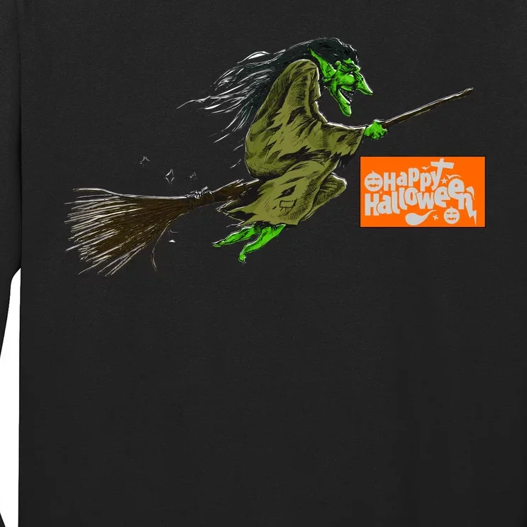 Flying Halloween Witch Long Sleeve Shirt