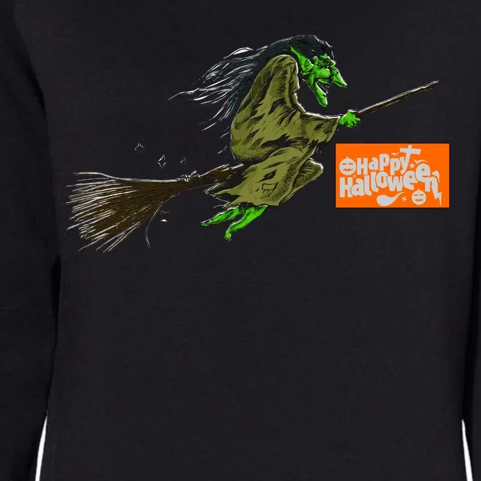 Flying Halloween Witch Womens California Wash Sweatshirt